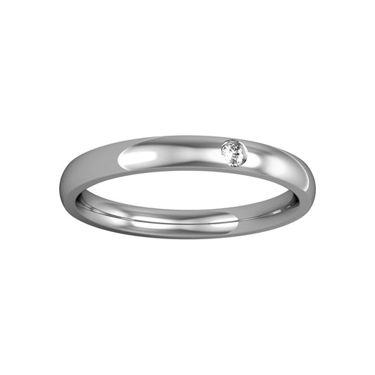 18ct White Gold  Diamond 2.5mm Court Set a Wedding Band Ring - RBNR0253BVA