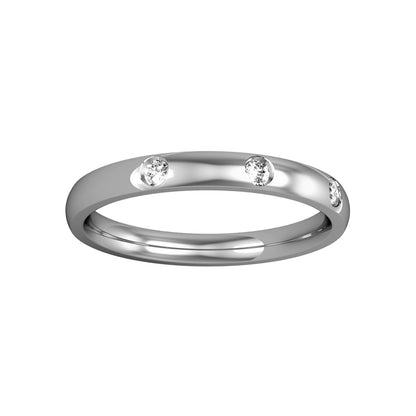 Platinum  Diamond 2.5mm Court Set 3 Diamonds Wedding Band Ring - RLNR0253BVC