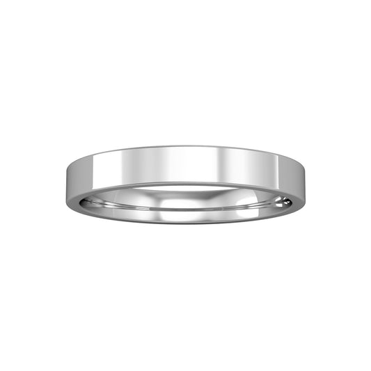 Platinum  3mm Flat-Court Polished Wedding Band Commitment Ring - RLNR02540