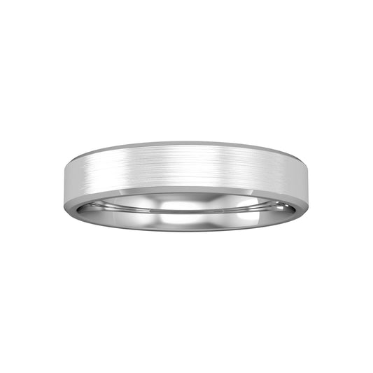 Platinum  4mm Flat-Court Satin Bevelled Edges Wedding Band Ring - RLNR02541B3