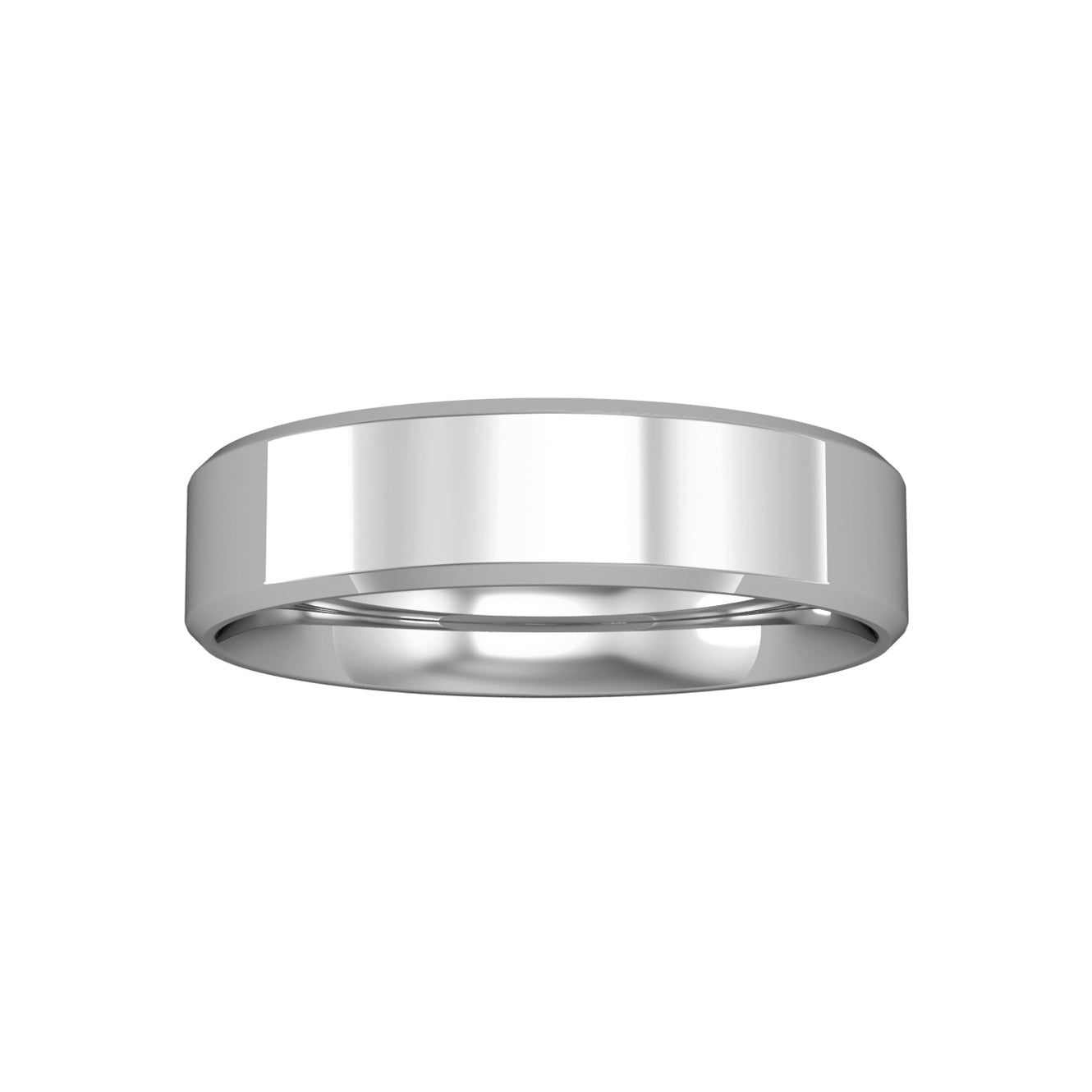 Platinum  5mm Flat-Court Bevelled Wedding Band Commitment Ring - RLNR02542B