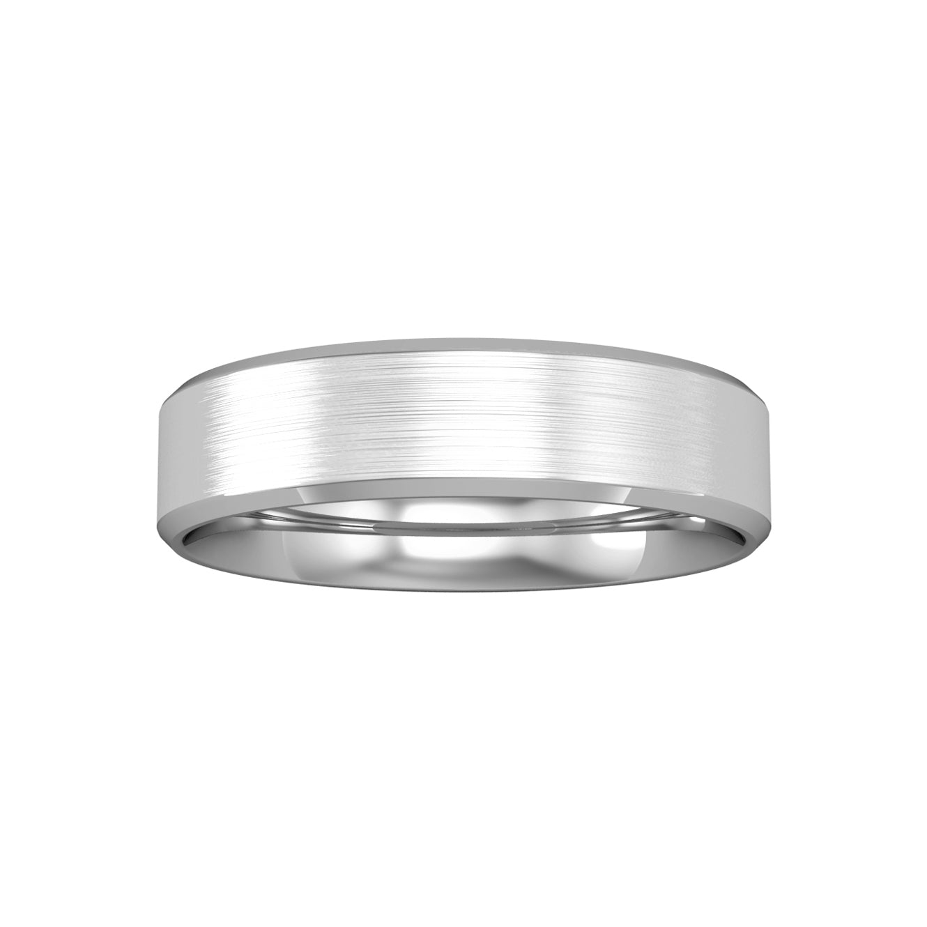 18ct White Gold  5mm Flat-Court Satin Polished Wedding Ring - RBNR02542B3
