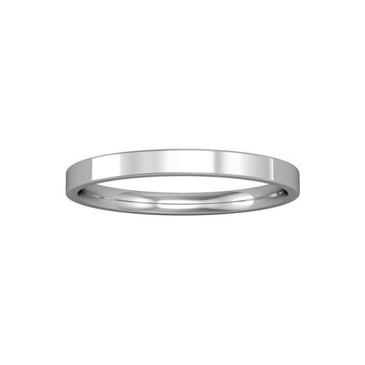 Platinum  2mm Flat-Court Polished Wedding Band Commitment Ring - RLNR0254A