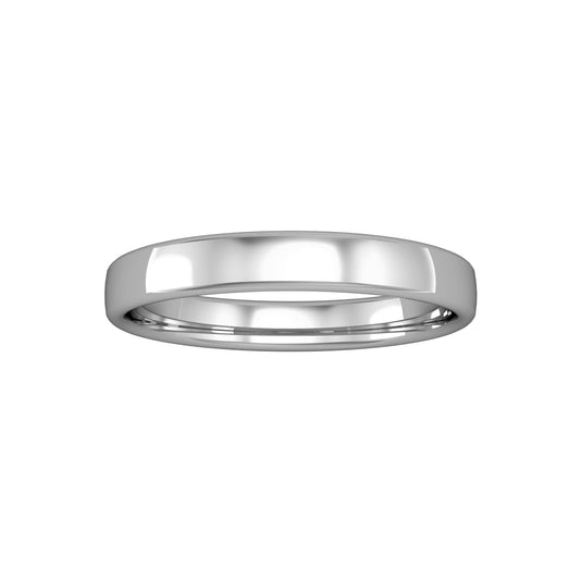 Platinum  3mm Bombe Court Polished Wedding Band Commitment Ring - RLNR02560