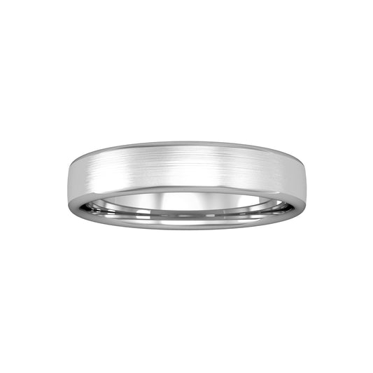 Platinum  950/1000 4mm Bombe Court Satin Brushed Wedding Band Ring - RLNR02561X2
