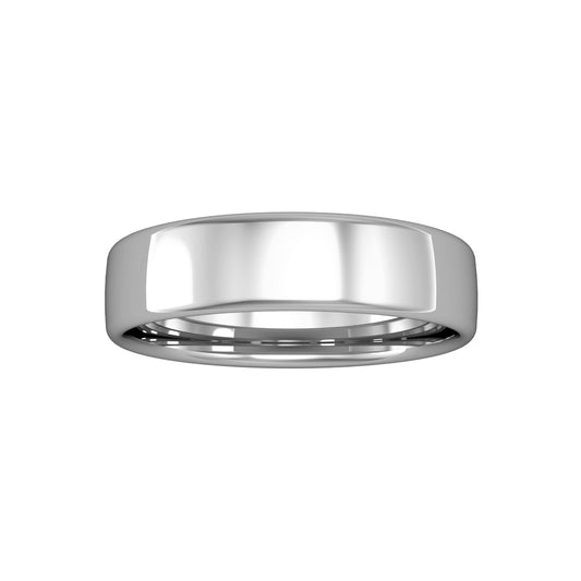 18ct White Gold  5mm Bombe Court Wedding Band Commitment Ring - RBNR02562