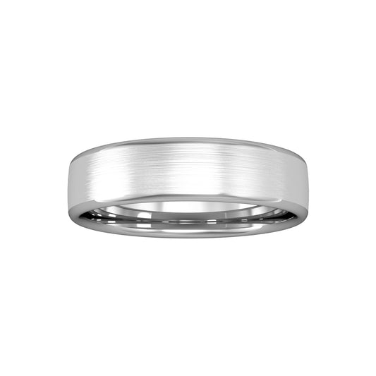 18ct White Gold  5mm Bombe Court Satin Brushed Wedding Band Ring - RBNR02562X2