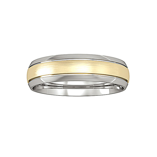 18ct White Gold  Court Satin Brushed Step Band Wedding Ring 5mm - RNR0225E054