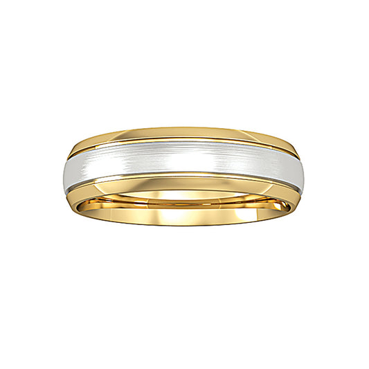 18ct Gold  Court Satin Brushed Step Band Wedding Ring 5mm - RNR0225E073