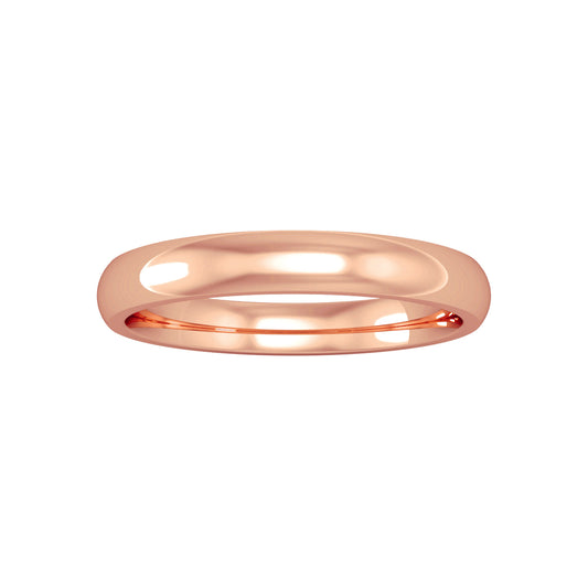 18ct Pink Rose Gold  3mm Court-Shaped Wedding Band Commitment Ring - RBNR02630