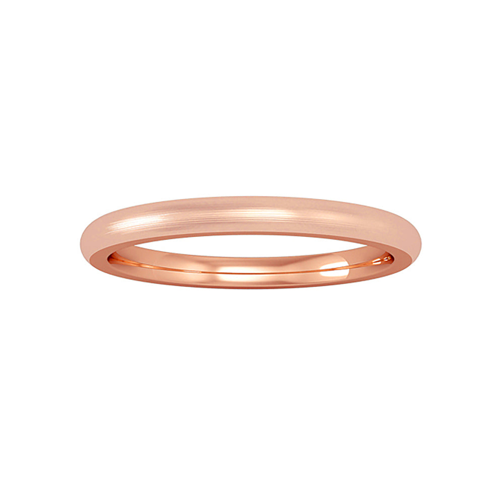 18ct Rose Gold  Court Satin-Brushed Band Wedding Ring 2mm - RNR0231B399