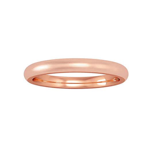 18ct Rose Gold  Court Satin-Brushed Band Wedding Ring 2.5mm - RNR0232B399
