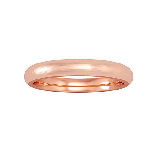 18ct Rose Gold  Court Satin-Brushed Band Wedding Ring 3mm - RNR0233B399
