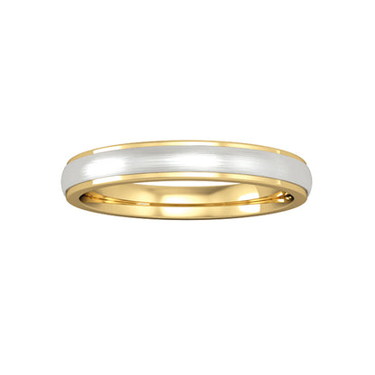 9ct Gold  Court Satin Brushed Step Band Wedding Ring 3mm - RNR0243E081