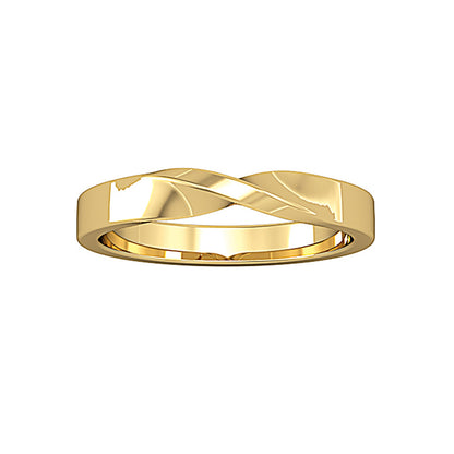 18ct Gold  Flat Court Ribbon Band Wedding Ring 3mm - RNR0243F063