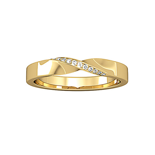 18ct Gold  Diamond Flat Court Twist Wedding Ring 3mm 4pts - RNR0243F073