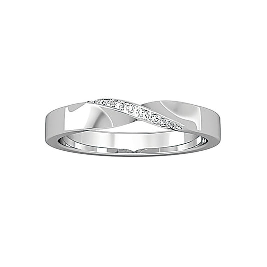 9ct White Gold  Diamond Flat Court Twist Wedding Ring 3mm 4pts - RNR0243F072