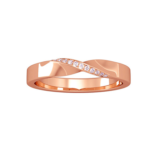 9ct Rose Gold  Diamond Flat Court Twist Wedding Ring 3mm 4pts - RNR0243F078