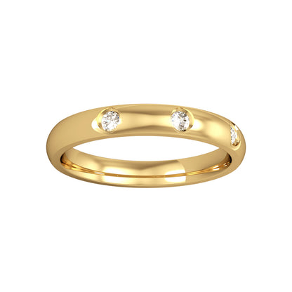 9ct Gold  Diamond 3mm Court-Shaped Wedding Commitment Ring - RNR02430WC