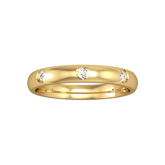 9ct Gold  Diamond 3mm Court-Shaped Wedding Commitment Ring - RNR02430WH