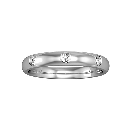 9ct White Gold  Diamond - 3mm Court-Shaped Set Wedding Ring - RNR02530WH