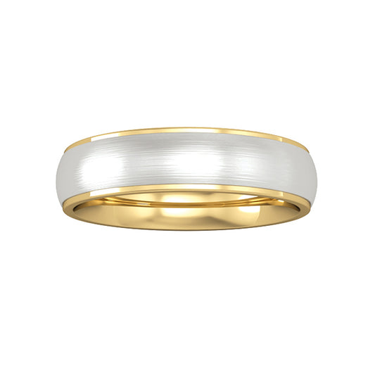 9ct Gold  Court Satin Brushed Step Band Wedding Ring 5mm - RNR0245E081