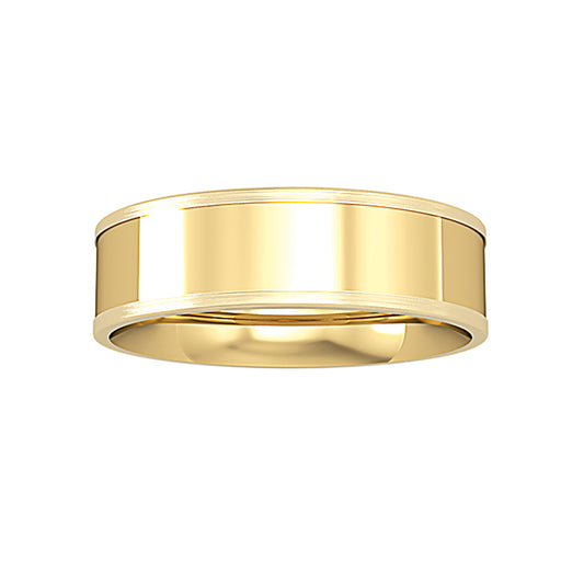 9ct Gold  Flat-Court Satin Edge Band Wedding Ring 6mm - RNR0246B911