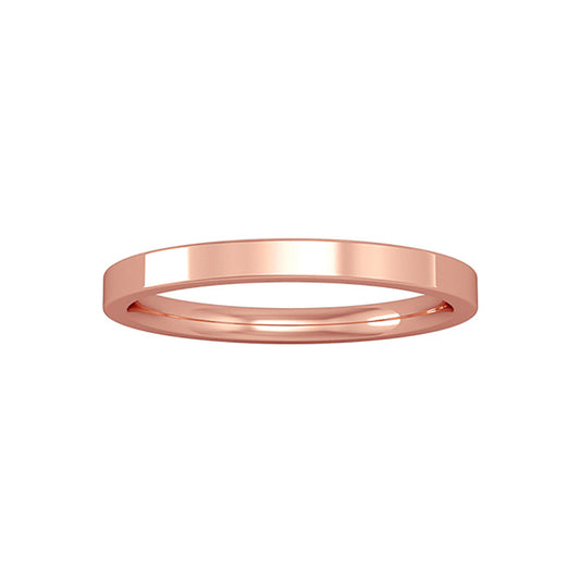 18ct Rose Gold  Comfort Flat Court  Band Wedding Ring 2mm - RNR02510009