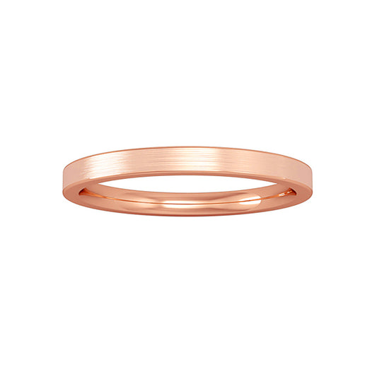 18ct Rose Gold  Court Satin-Brushed Band Wedding Ring 2mm - RNR0251B399