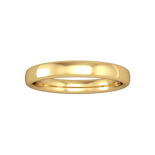 18ct Gold  3mm Bombe Court Wedding Band Commitment Ring - RYNR0223XX