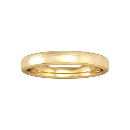 18ct Gold  3mm Bombe Court Brushed Wedding Band Ring - RYNR0223XX2