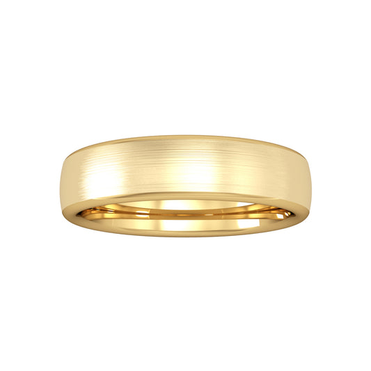 18ct Gold  5mm Bombe Court Brushed Wedding Band Ring - RYNR0225XX2