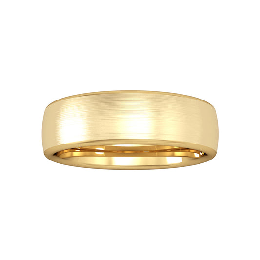 18ct Gold  6mm Bombe Court Brushed Wedding Band Ring - RYNR0226XX2
