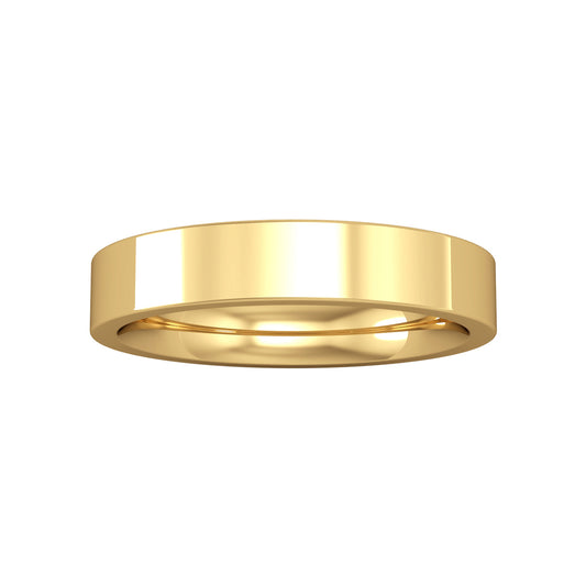 18ct Gold  4mm Flat Court Wedding Band Commitment Ring - RYNR0244XX