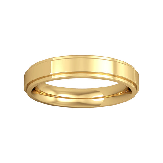 18ct Gold  4mm Flat Court Step Cut Wedding Band Ring - RYNR0244XXH