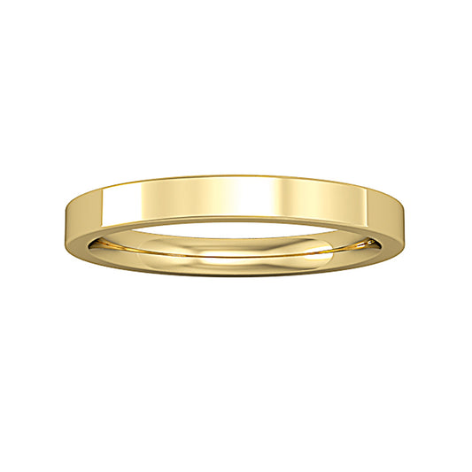 18ct Gold  2.5mm Flat Court Wedding Band Commitment Ring - RYNR024BXX