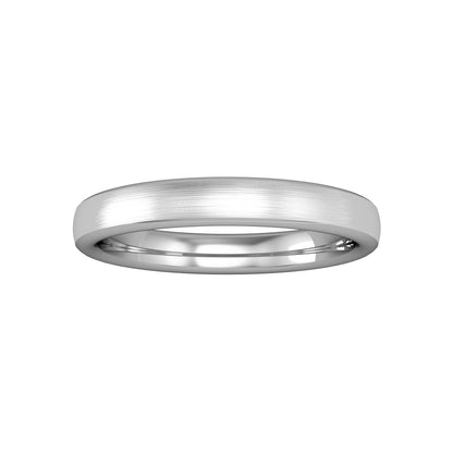 Platinum  3mm Bombe Court Premium Satin Brushed Wedding Band Ring - RPNR0223XX2