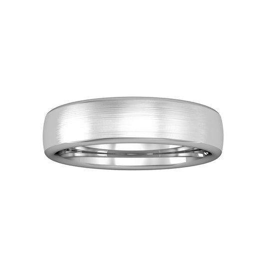 Platinum  5mm Bombe Court Premium Satin Brushed Wedding Band Ring - RPNR0225XX2