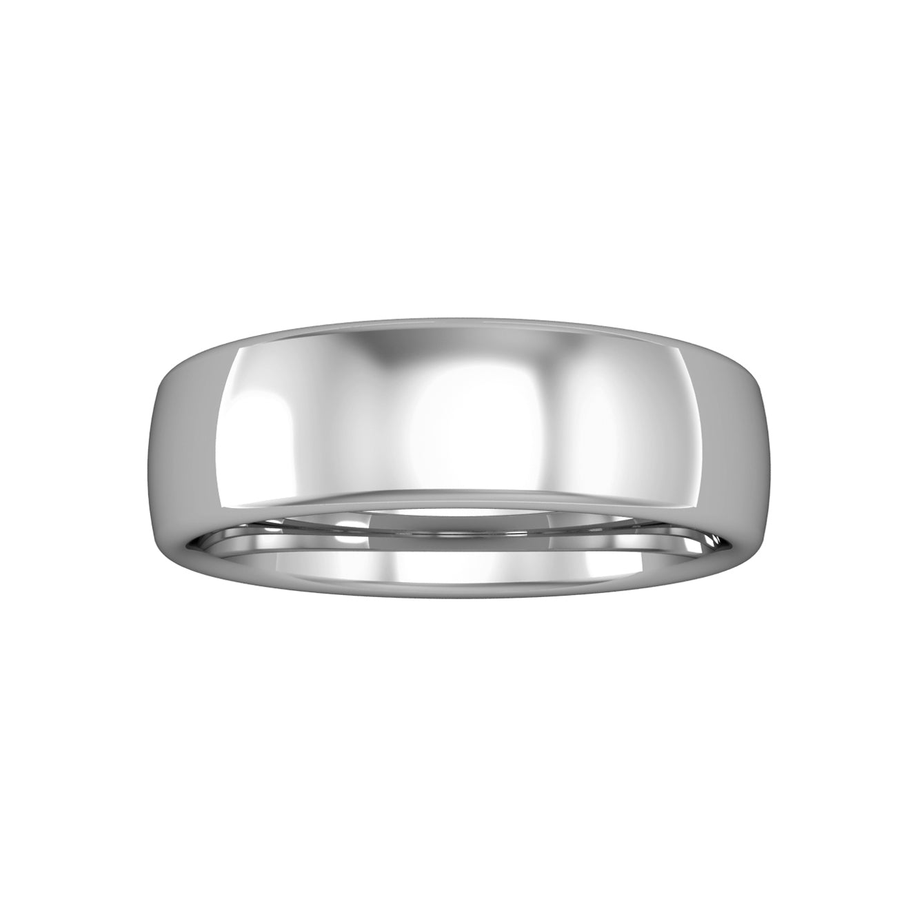 Platinum  6mm Bombe Court Polished Wedding Band Commitment Ring - RPNR0226XX