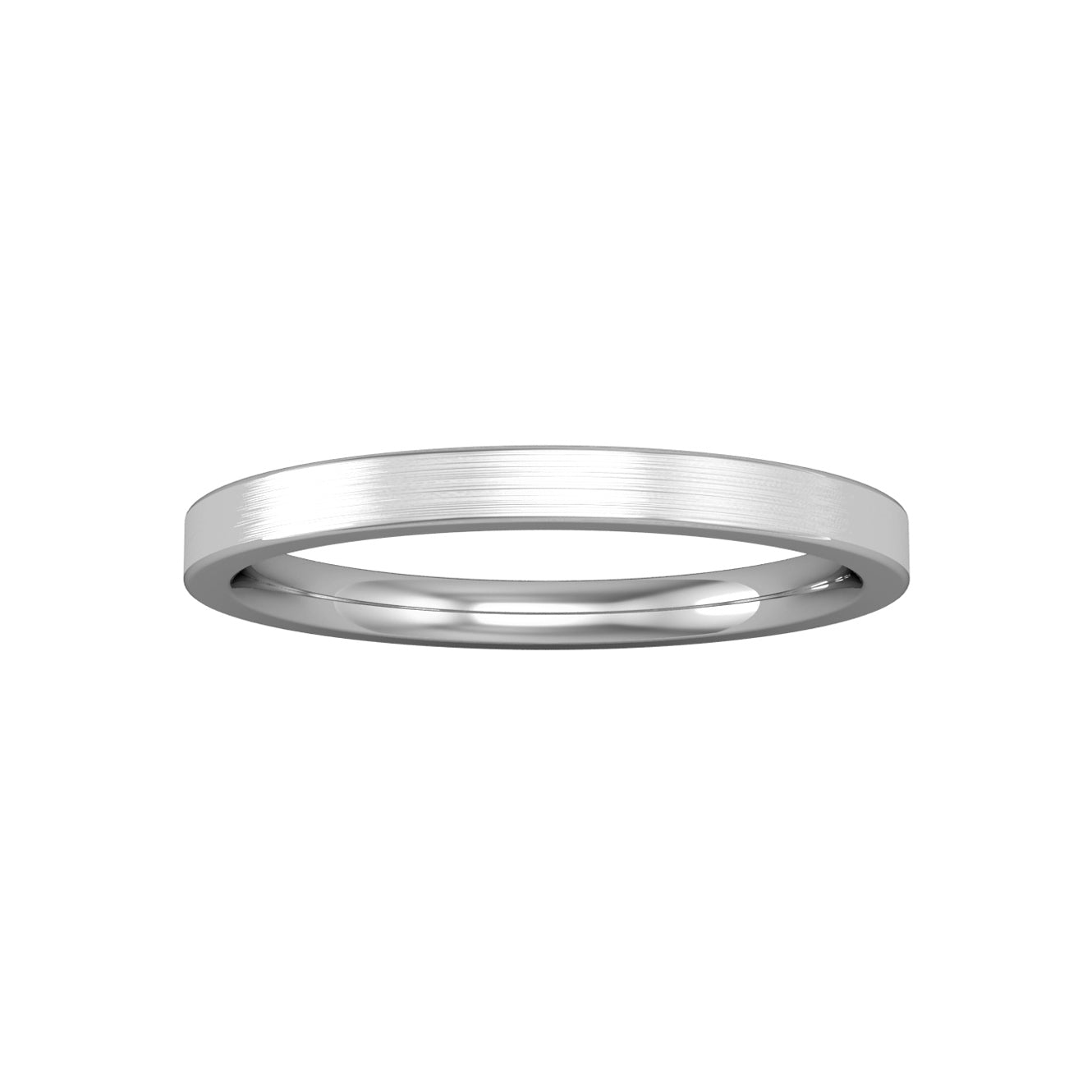 Platinum  2mm Flat Court Premium Satin Brushed Wedding Band Ring - RPNR0242XX2