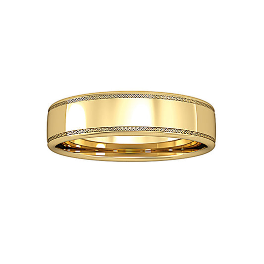 9ct Gold  Bombe Court Lattice Edge Band Wedding Ring 5mm - RNR0295C791