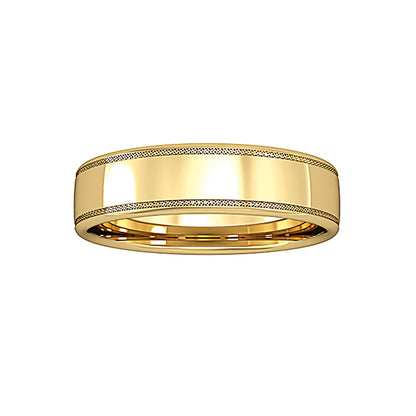 9ct Gold  Bombe Court Lattice Edge Band Wedding Ring 5mm - RNR0295C791