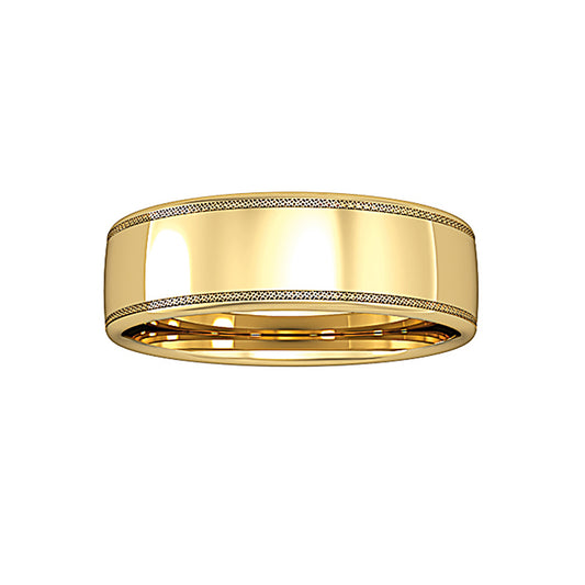 9ct Gold  Bombe Court Lattice Edge Band Wedding Ring 6mm - RNR0296C791
