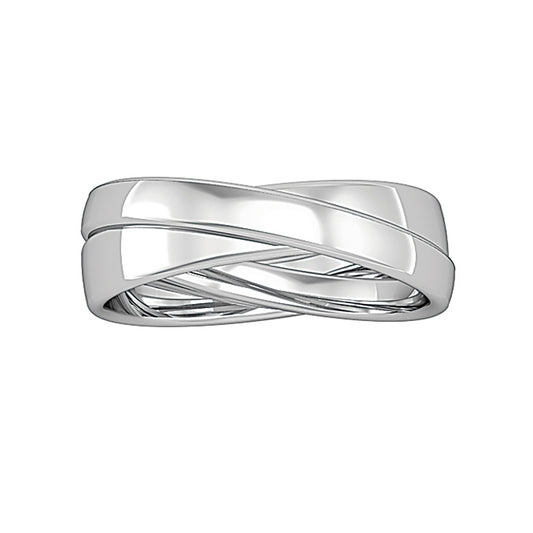 Platinum  2-Band Bombe Court Rolling Wedding Ring 2.5mm / 4mm - RNR029CF046