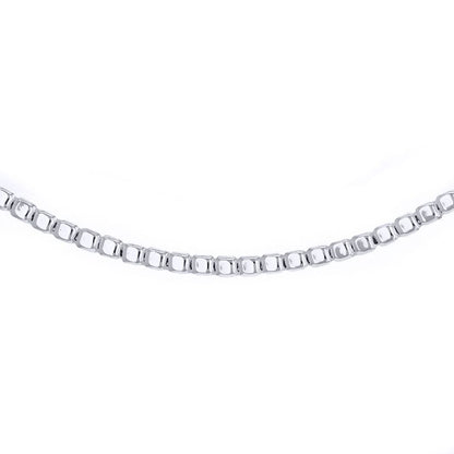 Silver  Square Cube Bead 2mm Chain Necklace 18" 46cm - 8-10-0744