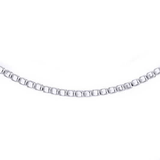 Silver  Square Cube Bead 2mm Chain Necklace 18" 46cm - 8-10-0744