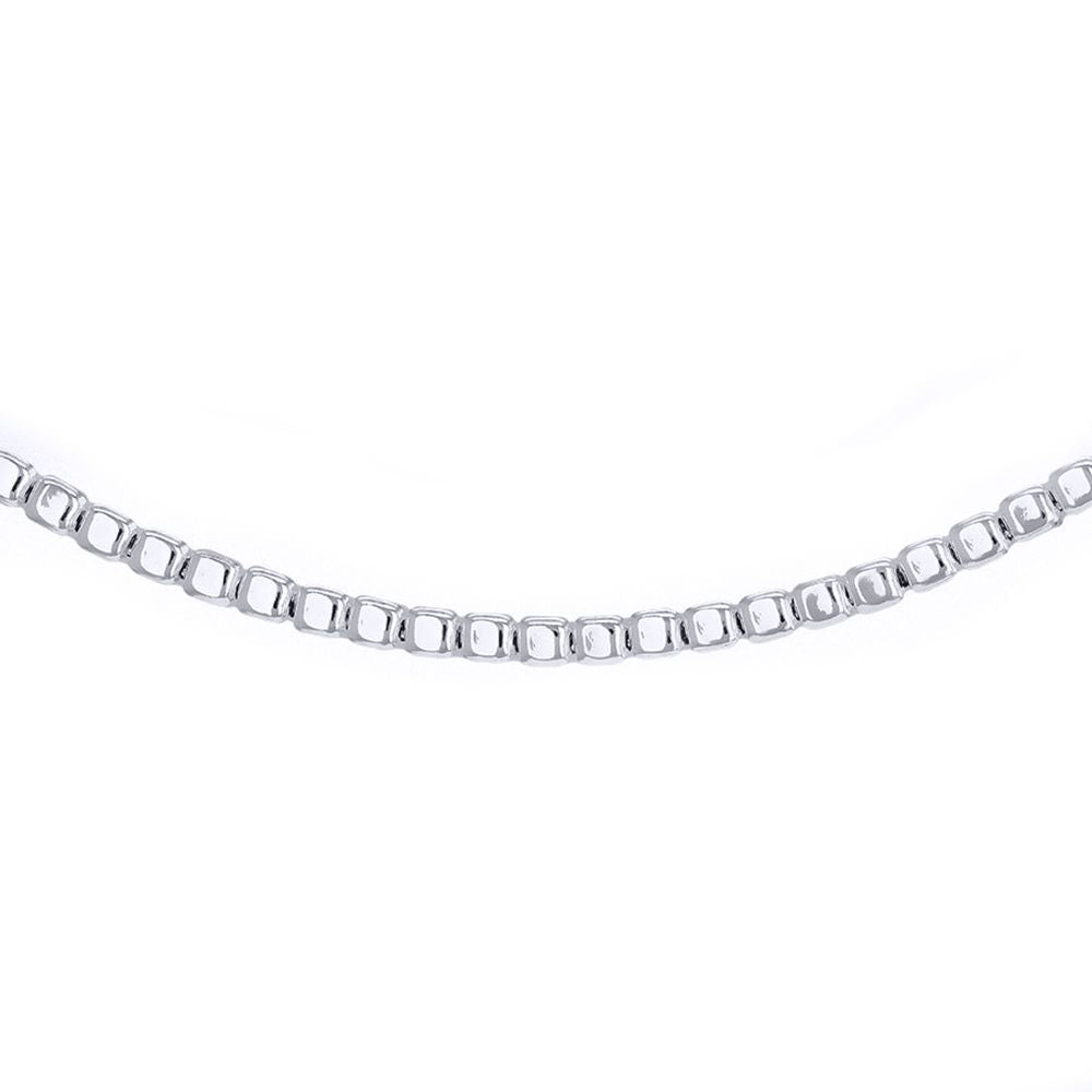 Silver  Square Cube Bead 2mm Chain Necklace 18" 46cm - 8-10-0744