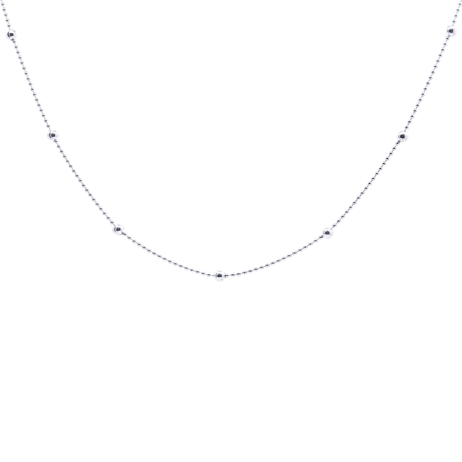 Silver  "Stars & Planets" 3mm Bead Chain Station Necklace 16" 41cm - 8-11-6653
