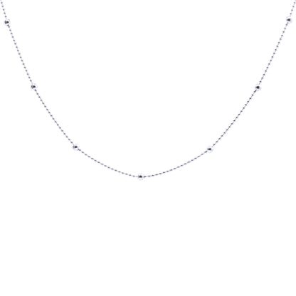Silver  "Stars & Planets" 3mm Bead Chain Station Necklace 16" 41cm - 8-11-6653
