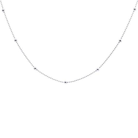 Silver  "Stars & Planets" 3mm Bead Chain Station Necklace 16" 41cm - 8-11-6653